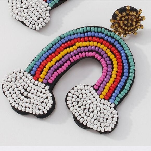 New RICEBEAD RAINBOW DANGLE EARRINGS - Picture 4 of 9